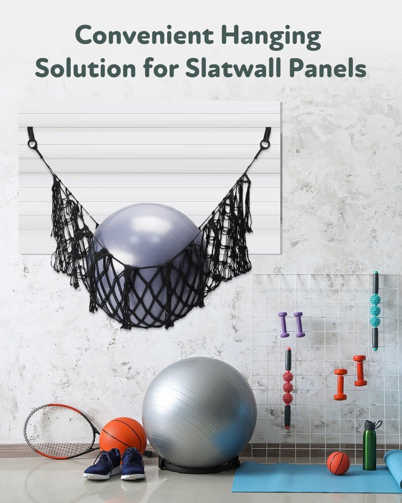 Alffun Slatwall Accessories, Slatwall Deep Mesh Basket for Garage, Sports Ball Hammock Wall Mounted with J Shaped Slatwall Hooks for Sport Equipment Organizer Stuff Animal Storage Toy Display - Image 4